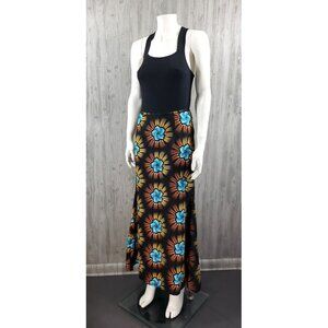 African Ankara Maxi Skirt Trumpet Mermaid Floral Rhinestone Handmade